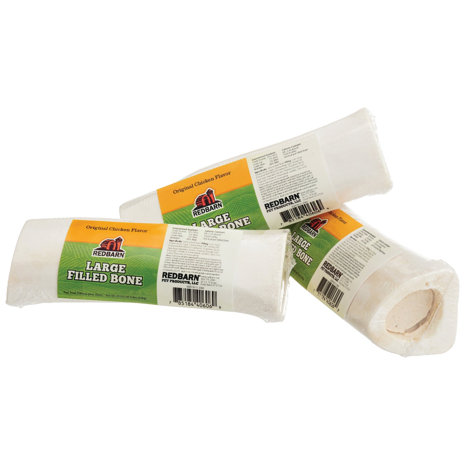 An image of three Redbarn Large Filled Bone - Original Chicken Flavor.