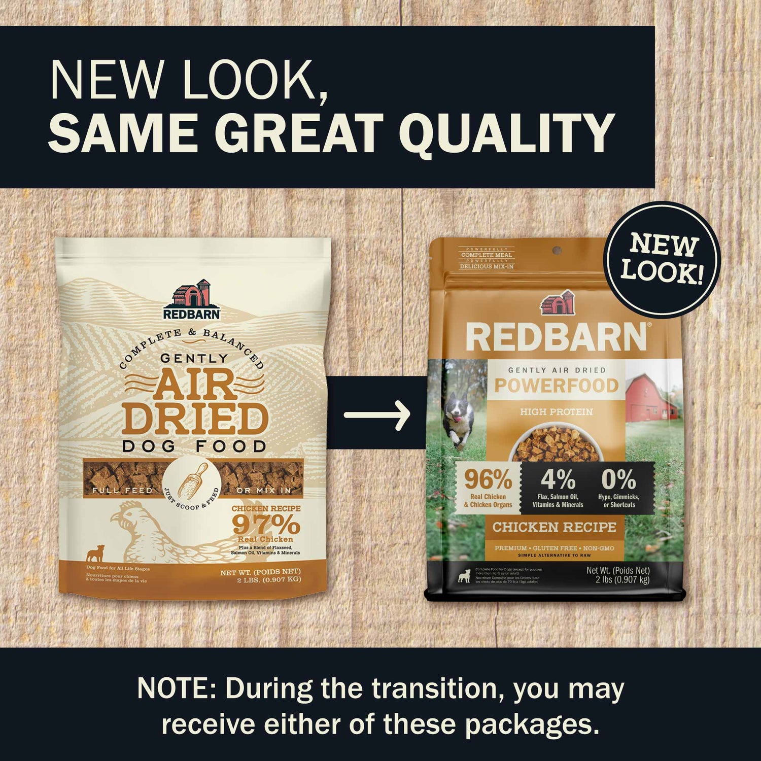 New look updated packaging with 2 bags of dog food
