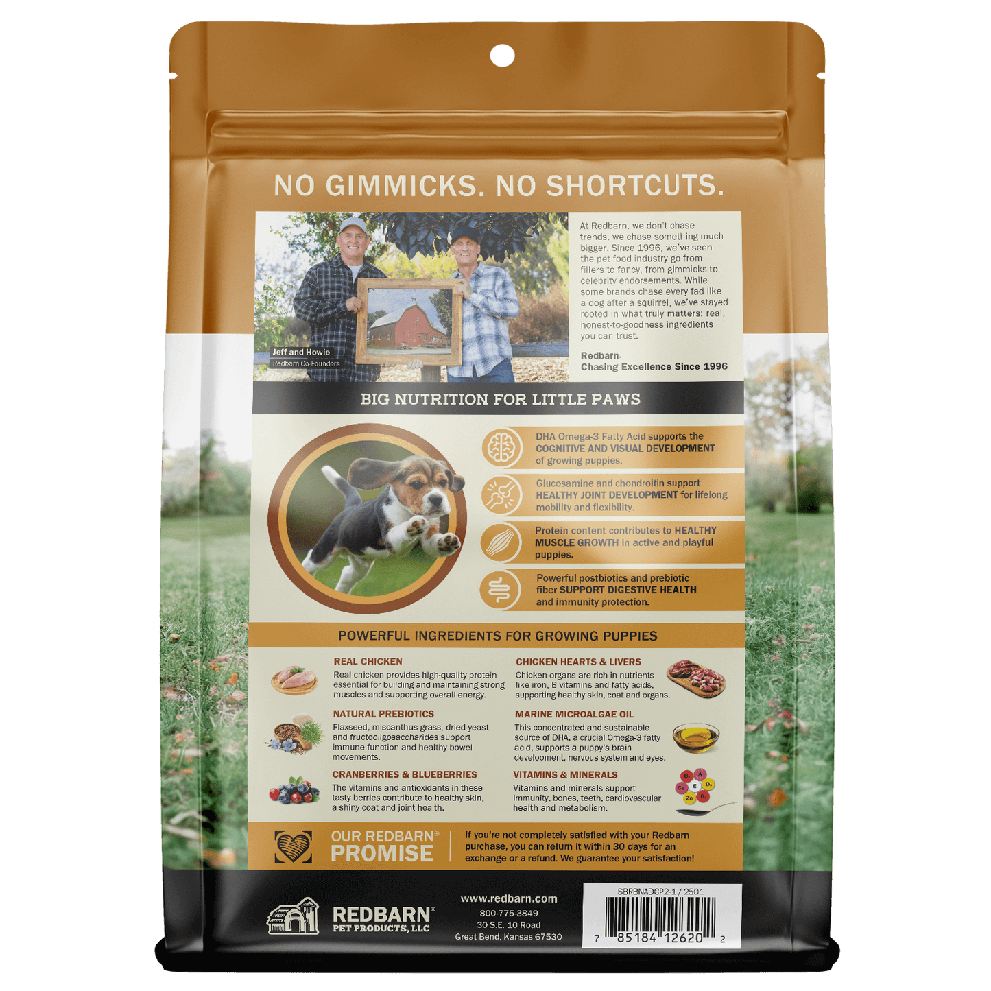 Back Cover of the Redbarn Air Dried Powerfood Healthy Puppy Chicken Recipe