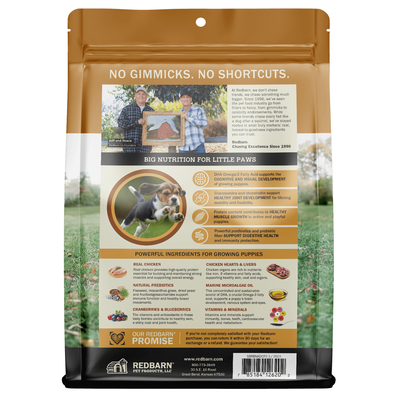 Back Cover of the Redbarn Air Dried Powerfood Healthy Puppy Chicken Recipe