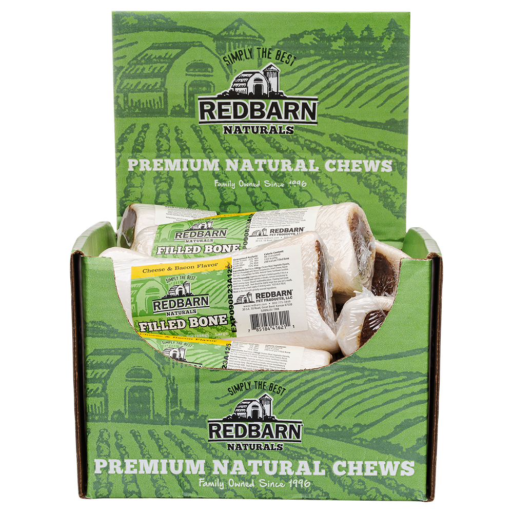 Case of Large Natural Filled Bone Cheese N' Bacon Flavor