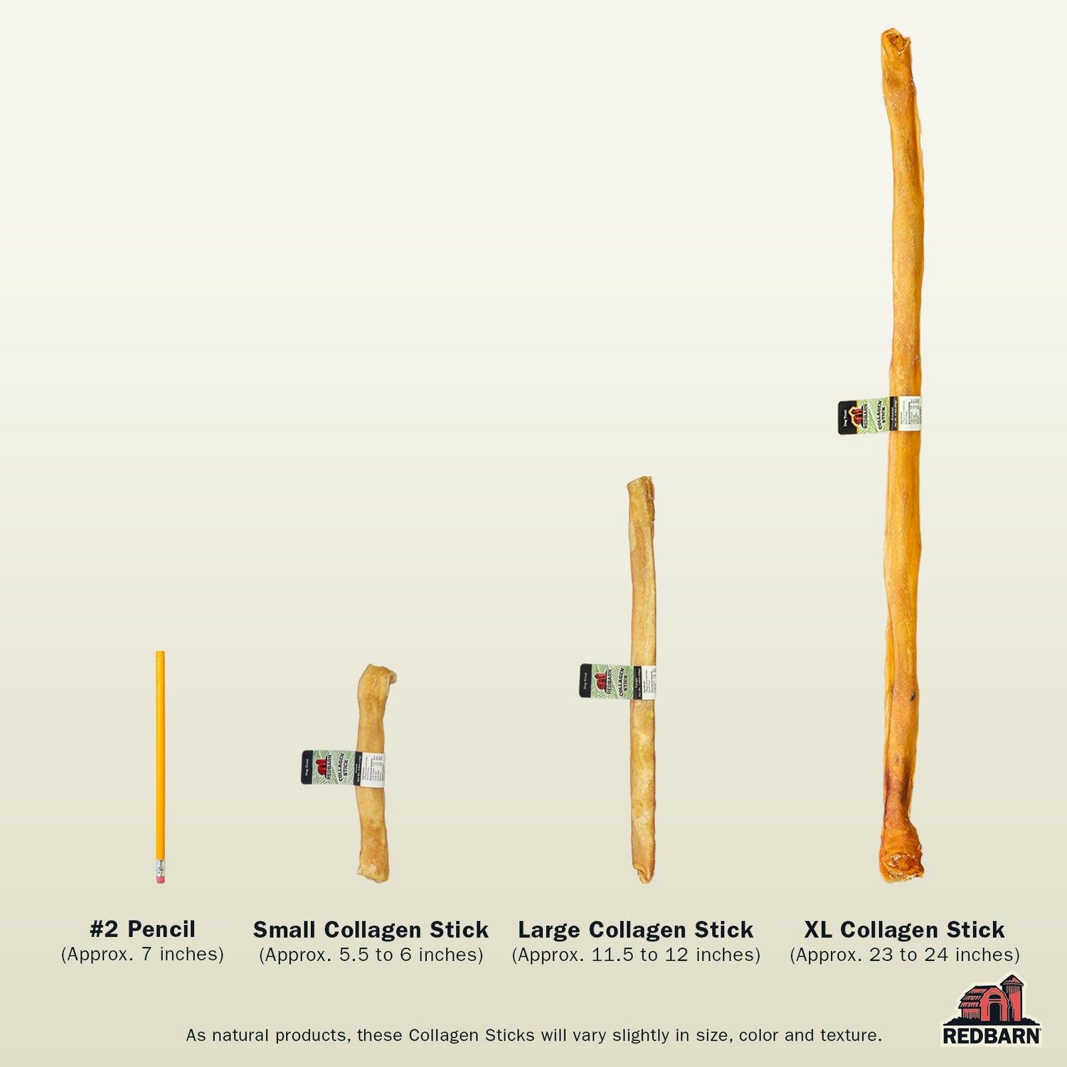 Sizes of Redbarn Collagen Sticks